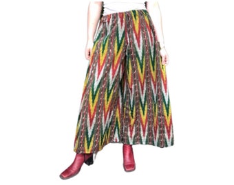 L-XL Ikat Palazzo Pants - Ikat Wide Leg Pants - Tribal Palazzo Pants -ThreadSmart