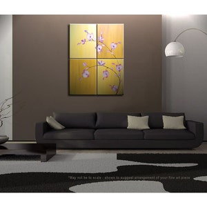 Large Acrylic Orchid Painting Zen Asian Yellow Golden Warm Colors Flower Floral Wall Art Home Decor Large Artwork Custom 32x40 image 5