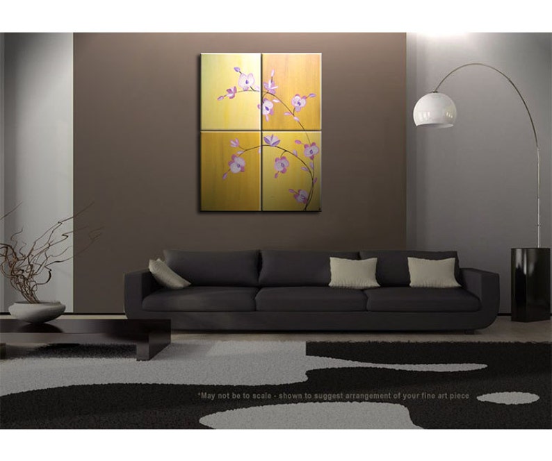 Large Acrylic Orchid Painting Zen Asian Yellow Golden Warm Colors Flower Floral Wall Art Home Decor Large Artwork Custom 32x40 image 5