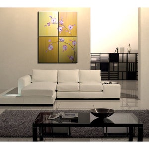 Large Acrylic Orchid Painting Zen Asian Yellow Golden Warm Colors Flower Floral Wall Art Home Decor Large Artwork Custom 32x40 image 4