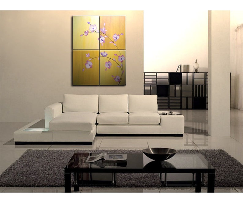 Large Acrylic Orchid Painting Zen Asian Yellow Golden Warm Colors Flower Floral Wall Art Home Decor Large Artwork Custom 32x40 image 4