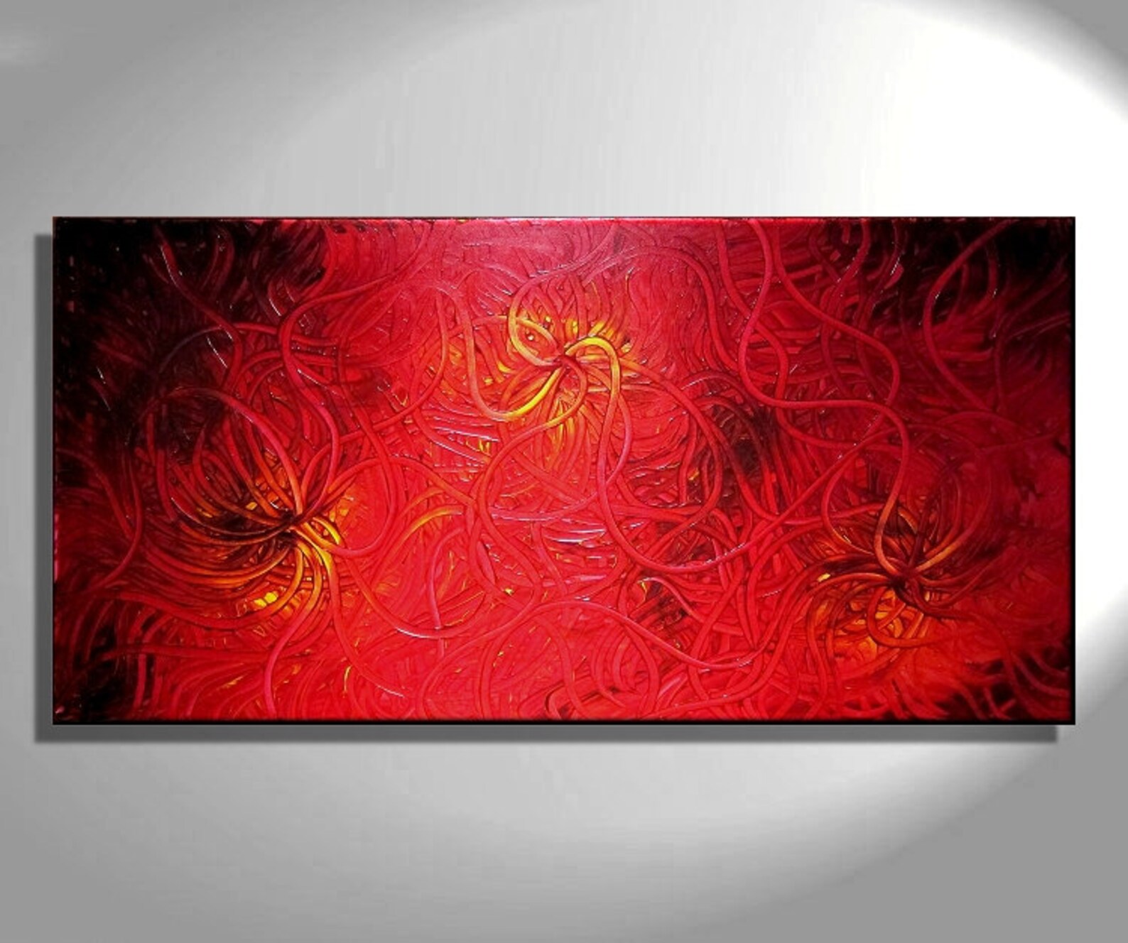Large Red Abstract Painting Textured Wall Art Original Etsy