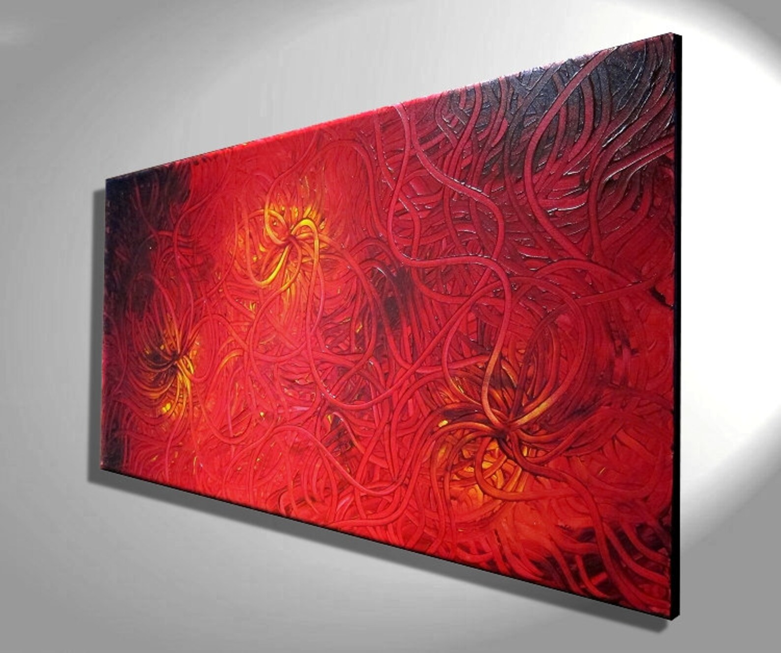 Large Red Abstract Painting Textured Wall Art Original Etsy