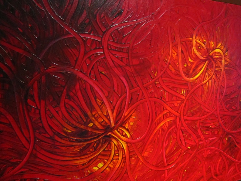 Large Red Abstract Painting Textured Wall Art Original - Etsy