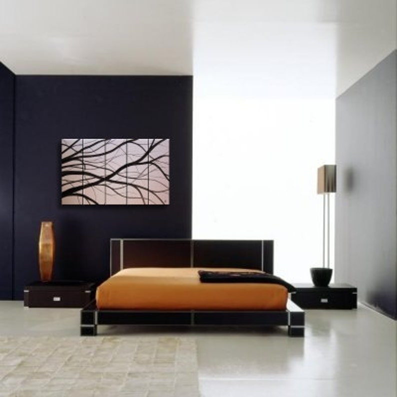 Black and White Tree Branches Painting Large Art Modern Etsy