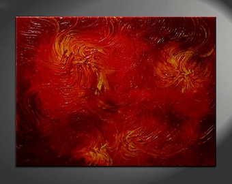 Huge Red Abstract Painting Textured Wall Art Original Passionate Home or Office Decor Custom 40x30