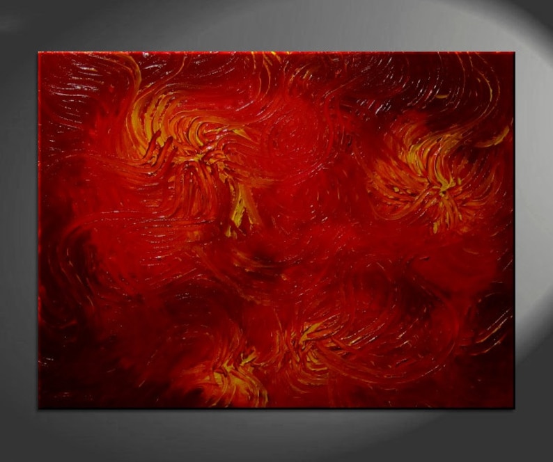 Huge Red Abstract Painting Textured Wall Art Original Etsy