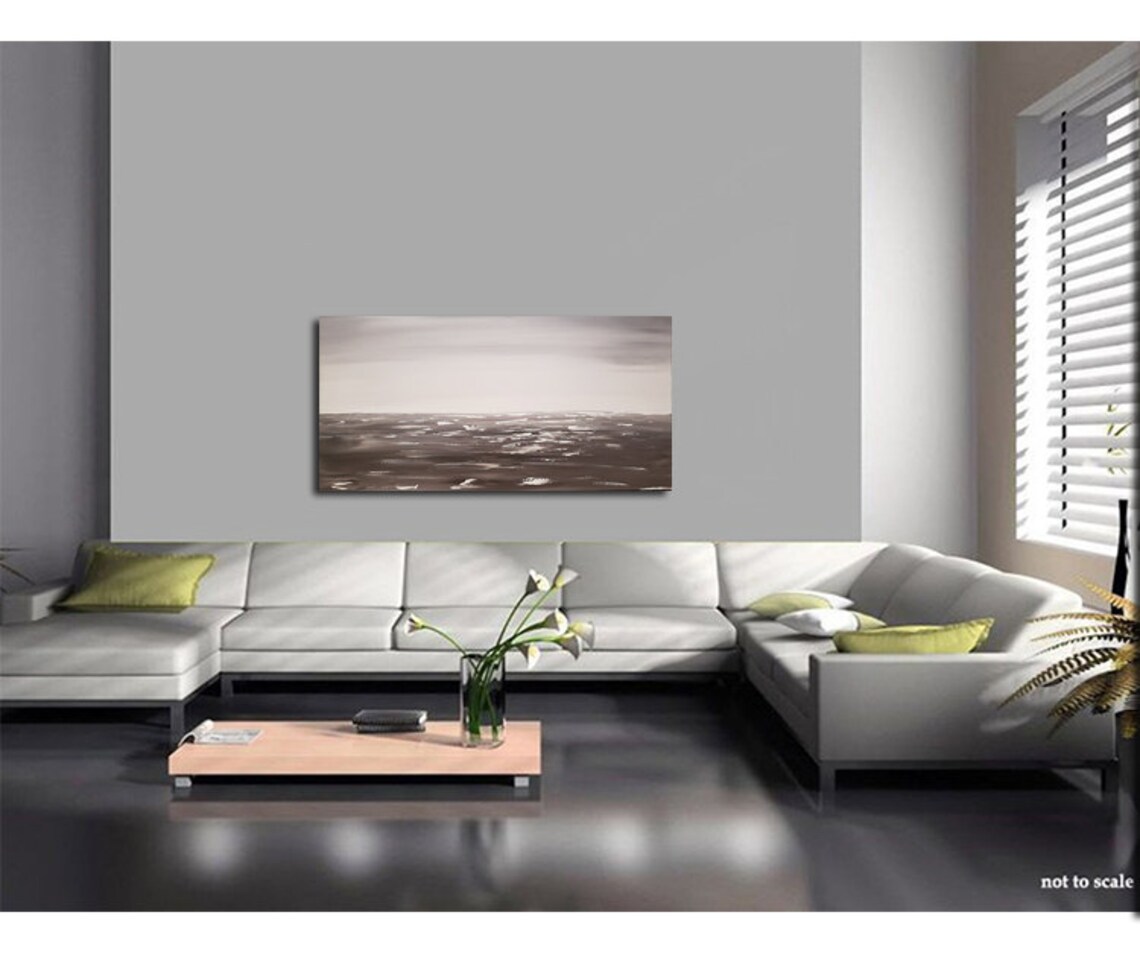 Black and White Seascape Grey Ocean Art Large Ocean Painting Etsy