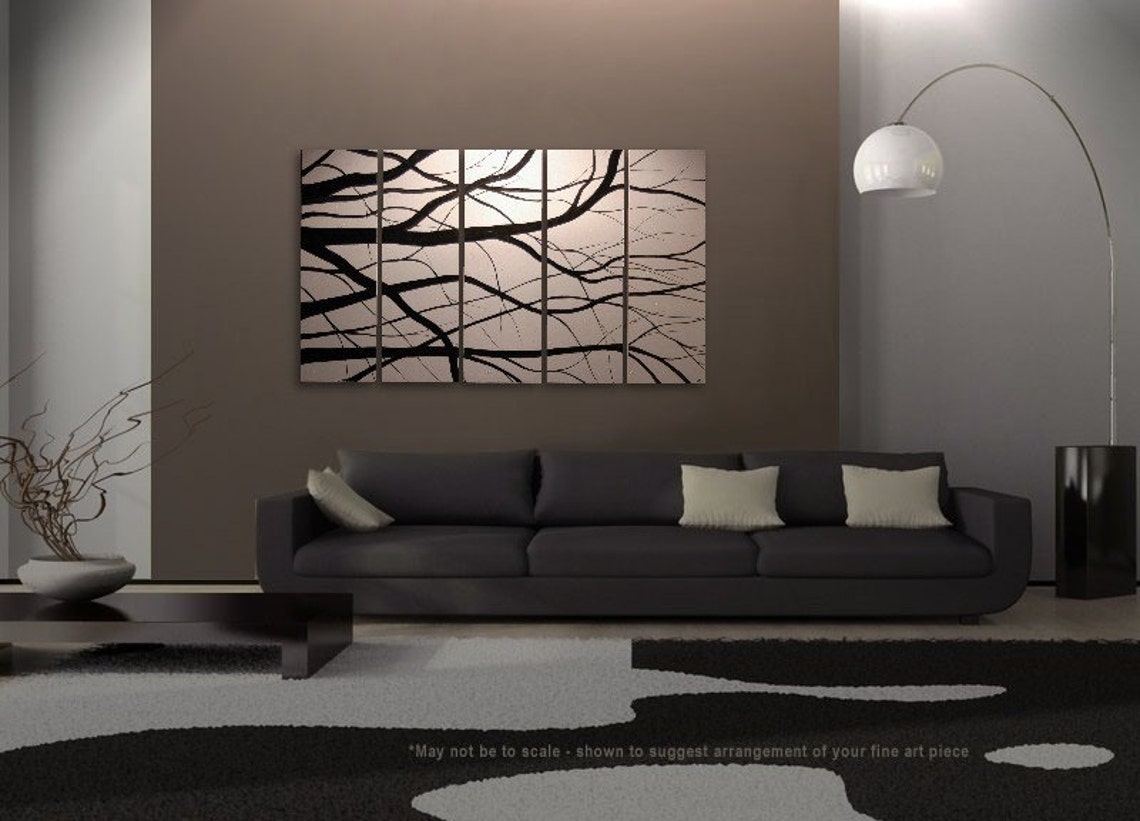 Black and White Tree Branches Painting Large Art Modern Etsy Canada