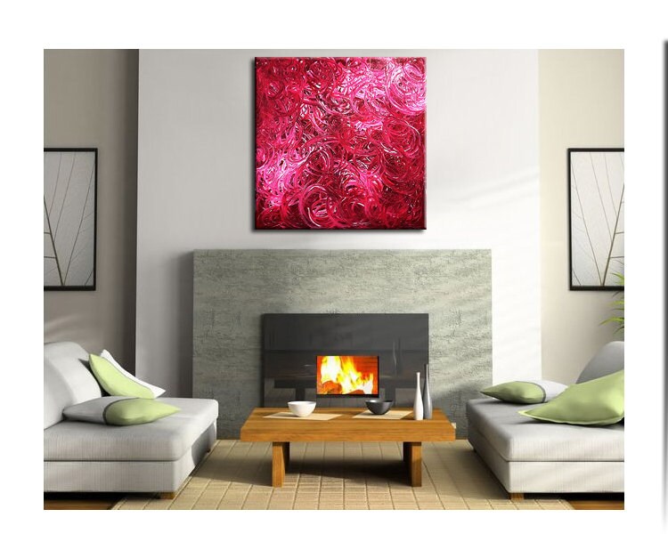 Abstract Painting Acrylic Painting Art Painting Red Beige Pink Wall Home  Office Bedroom Interior Decor Large Canvas Textured Impasto Visi 