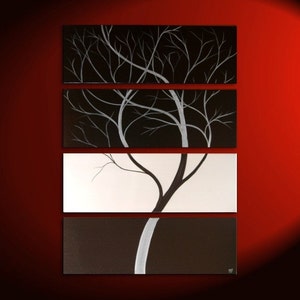 Monochrome Black and White Original Tree Painting Contemporary Art 24x32 or 36x48 Custom image 1