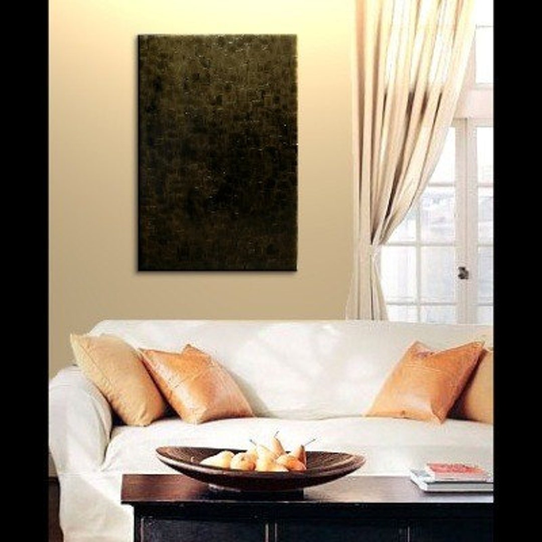 Black and Gold Abstract Painting Textured Palette Knife Art Modern ...