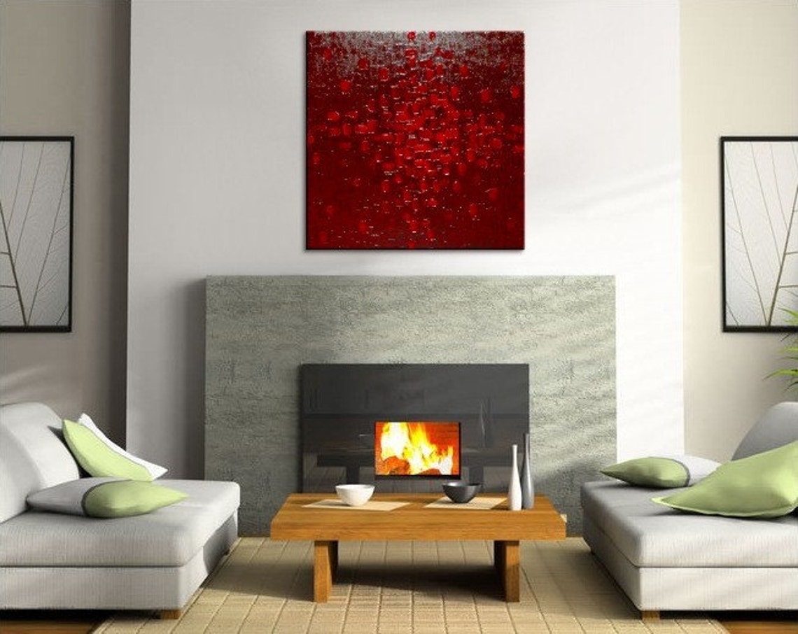 CUSTOM Bold Red Textured Modern Abstract Painting Urban Etsy