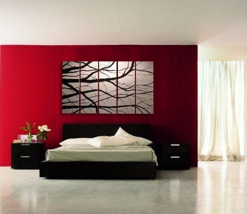 Black and White Tree Branches Painting Large Art Modern Etsy Canada