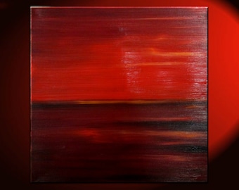 RED Seascape Art Abstract Crimson Ocean Painting Modern Abstract Art Seascape Wall Art Water painting Seascape Canvas CUSTOM 30x30