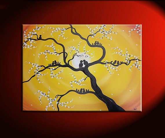 Family Tree Painting Customized Personalized Art Grandparents Parents  Children Birds Great Gift Idea Pick Your Colors and Size - Etsy