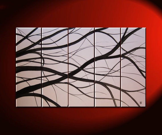 Black And White Tree Branches Painting Large Art Modern Etsy Black And White Tree Branches Painting Large Art Modern Etsy