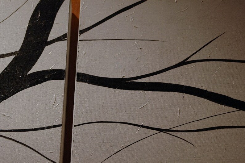 Black and White Tree Branches Painting Large Art Modern Etsy