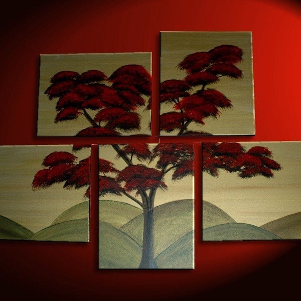Japanese Tree Painting Huge Original Asian Style Art Fall Modern Abstract Custom 56x40