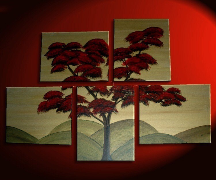 Japanese Tree Painting Huge Original Asian Style Art Fall Modern ...