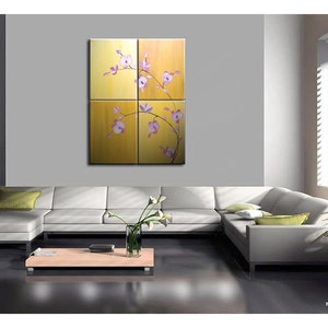 Large Acrylic Orchid Painting Zen Asian Yellow Golden Warm Colors Flower Floral Wall Art Home Decor Large Artwork Custom 32x40 image 2