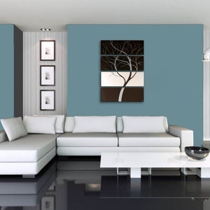 Monochrome Black and White Original Tree Painting Contemporary Art 24x32 or 36x48 Custom image 4