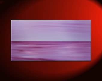 Large Purple Abstract Seascape Painting Blue Crimson Purple Sunrise Sunset HUGE Custom 48x24