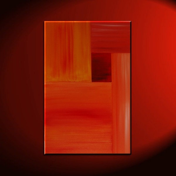Pintura abstracta moderna naranja rojo acentuado Color Arte Original urbano en lona colores cálidos naves rápidas 24 x 36