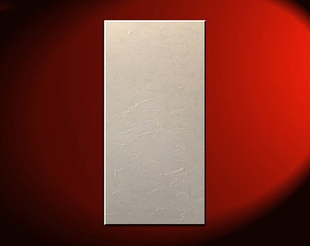 White Painting Modern Abstract Textured Art Urban Original Impasto Painting on Stretched Canvas Stylish Design 15x30