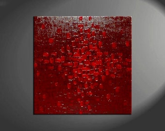 CUSTOM Bold Red Textured Modern Abstract Painting Urban Original Art on Stretched Canvas 30x30