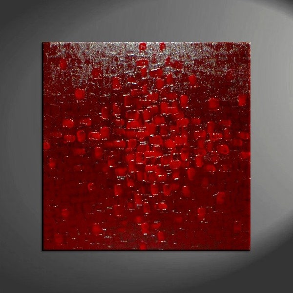 PERSONALIZADO rojo audaz texturizado moderno abstracto pintura urbanizando arte original en lienzo estirado 30x30