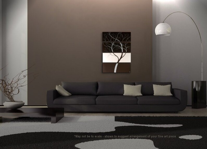 Monochrome Black and White Original Tree Painting Contemporary Art 24x32 or 36x48 Custom image 3