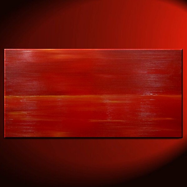 Custom rojo abstracto paisaje marino arte gran océano pintura mares tranquilos apasionados carmesí ancho diseño 48x24