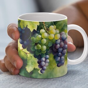 Vibrant Grapes, Colorful Grapes Mug Wrap, 11oz & 15oz Mug Template, Coffee Mug Design, Mug Sublimation Design, Instant Digital Download PNG