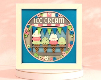 Handmade Ice Cream Shadowbox: 3D Layered Paper Art Decor