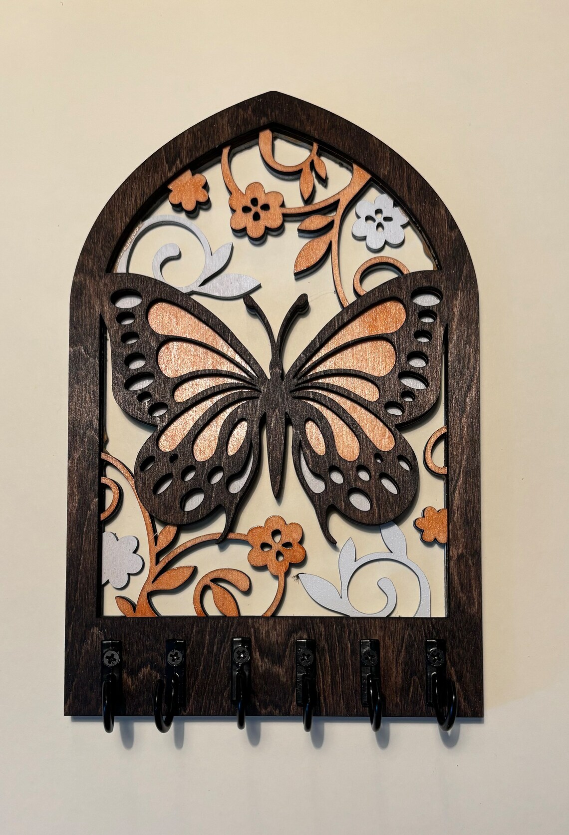 Wooden Butterfly Key Holder: Handmade Wall Art Organizer - Etsy