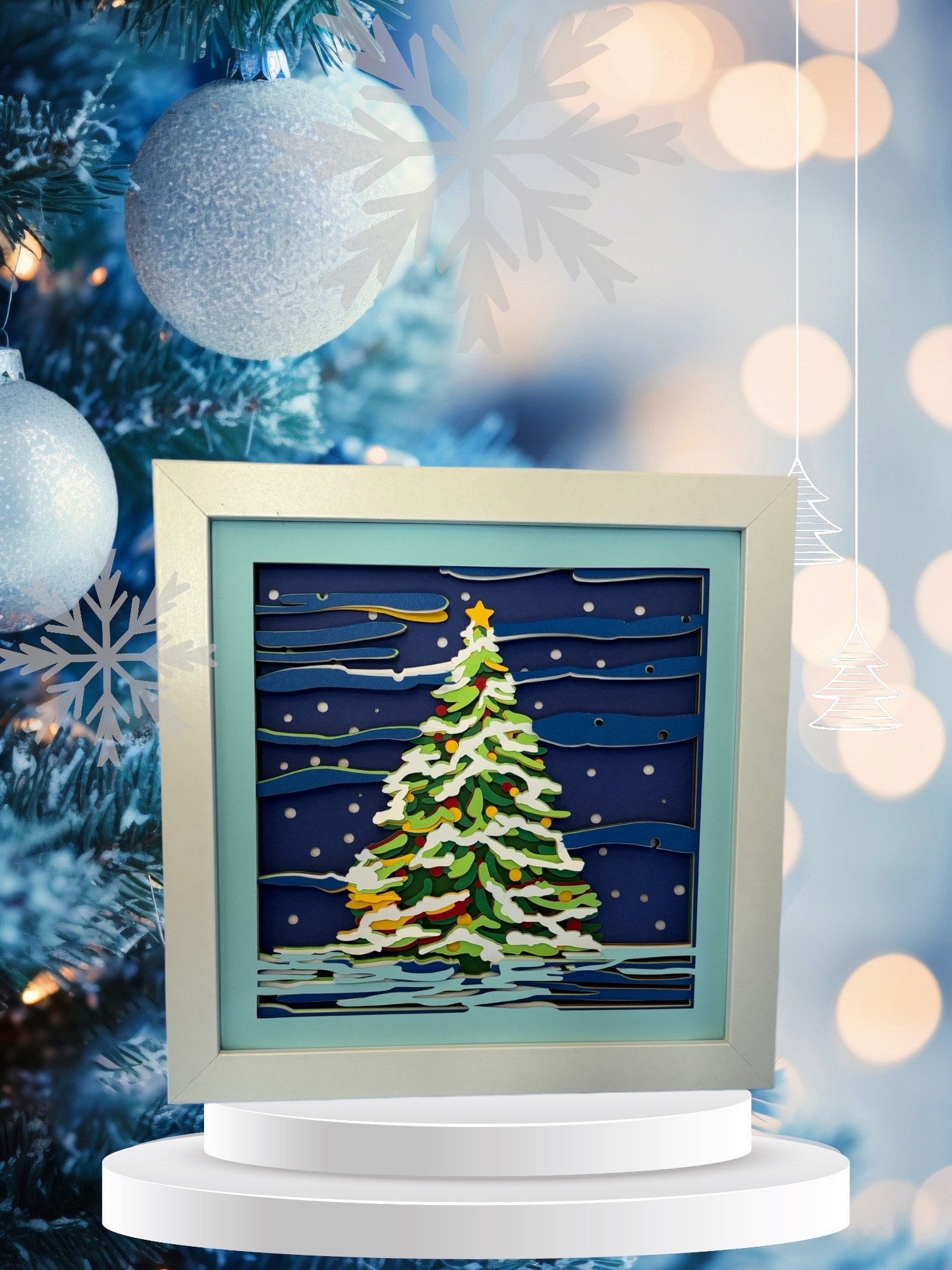 Handmade Christmas Tree Shadowbox: 3D Layered Cardstock Art - Etsy