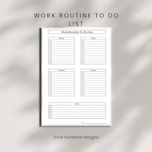 Minimalist Work Week Planner: Monday-Friday To-Do List (PDF or JPEG Option Available