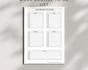 Minimalist Work Week Planner: Monday-Friday To-Do List (PDF or JPEG Option Available)