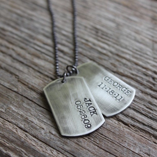 Dog Tag Necklace Handmade Sterling Silver Dog Tags Necklace Etsy