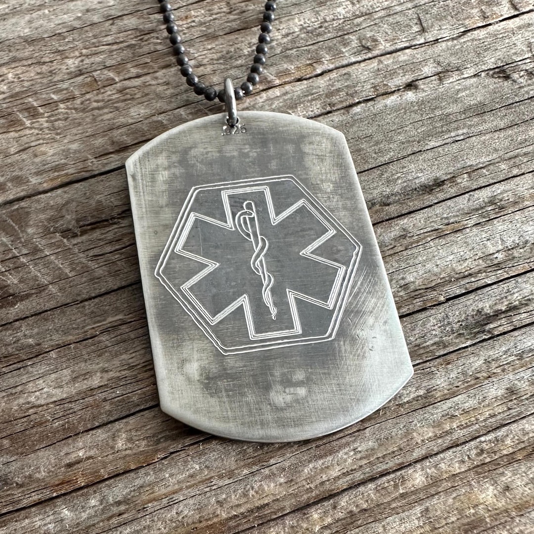 Handmade Sterling Silver Medical Alert Dog Tag Necklace: Custom ...