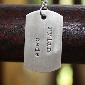 Dog Tag Necklace Sterling Silver Hand Stamped Necklace Personalized Just for You image 1