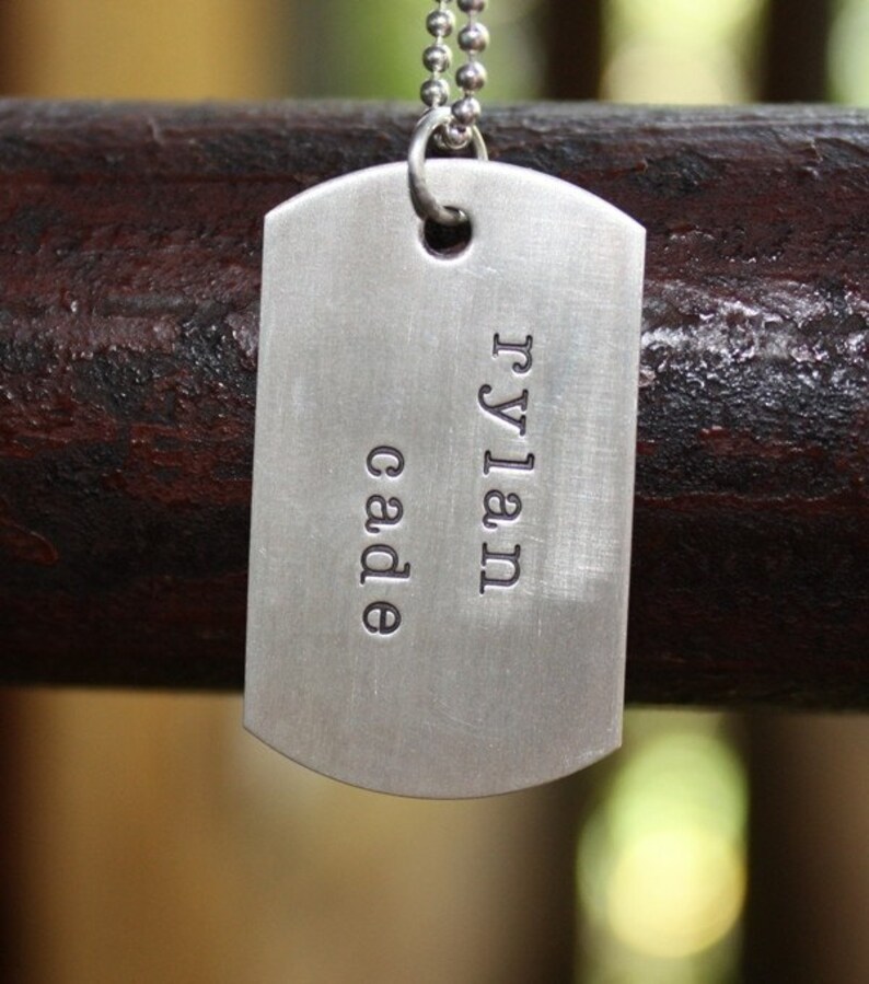 Dog Tag Necklace Sterling Silver Hand Stamped Necklace Personalized Just for You image 1