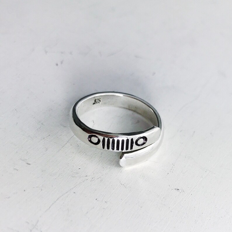 Jeep Grill Ring Sterling Silver Adjustable Ring Jeep Etsy