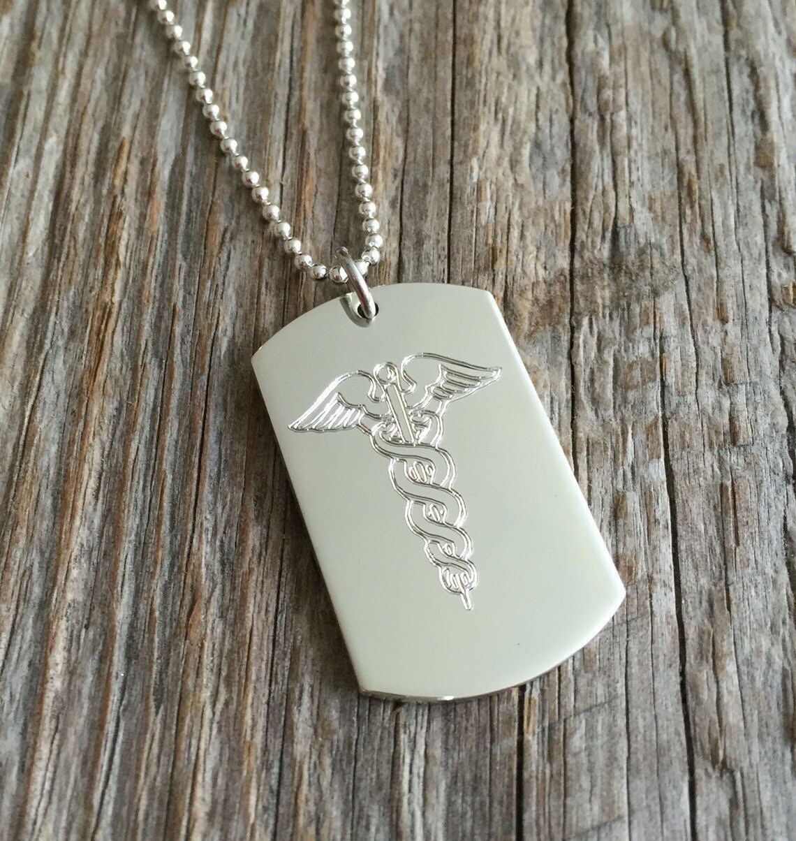Personalized Sterling Silver Medical Alert Dog Tag Necklace - Etsy