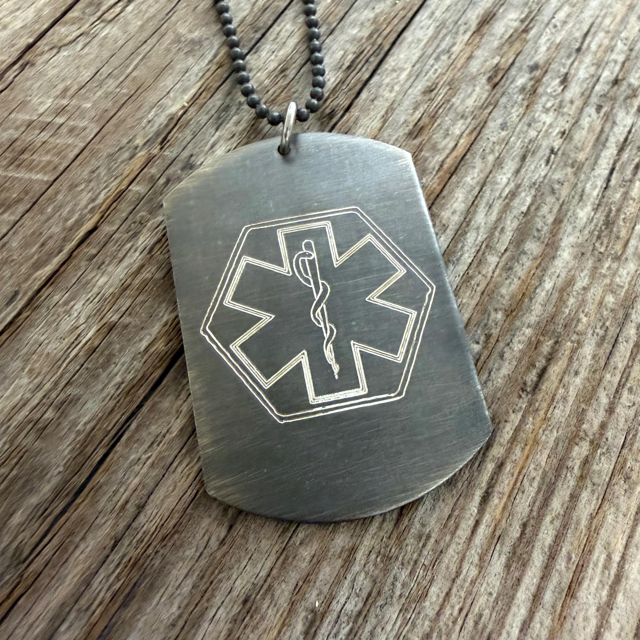 Handmade Sterling Silver Medical Alert Dog Tag Necklace: Custom ...