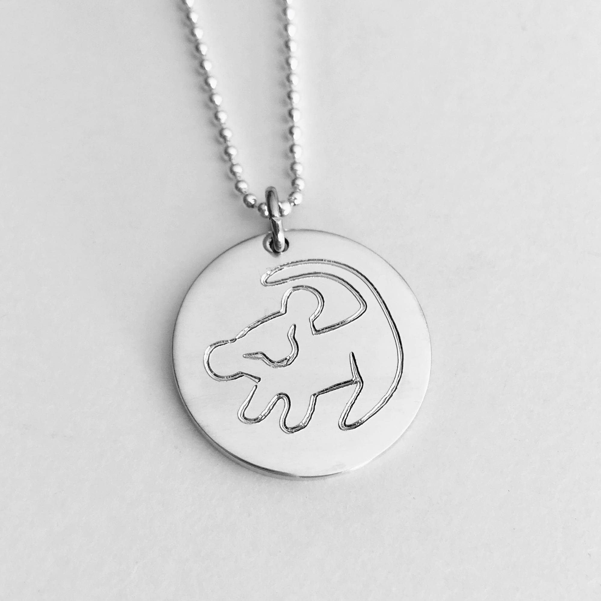 SIMBA LION CHARM Necklace 16" Silver Plated Chain Present Christmas In Gift Bag.