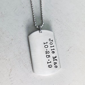 Dog Tag Necklace - Hand Stamped Sterling Silver Dog Tags Necklace -  Personalized Gift - Custom Dog Tags