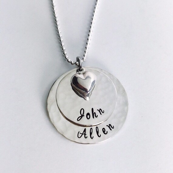 Sterling Silver Name Necklace Hand Stamped Double Stack Gift