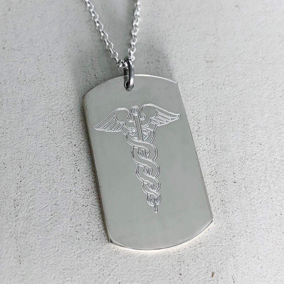 Army Dog Tag Necklace - Hand Stamped & Engraved Sterling Silver Dog Tags Necklace - US Military Deployment Gift - Army Mom Personalized Gift